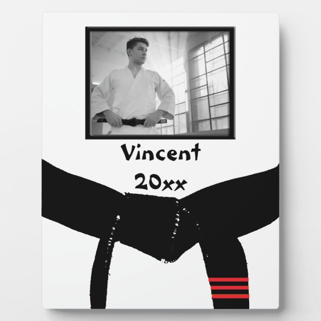 Martial Arts 3rd Degree Black Belt Red Stripes Plaque (Front)
