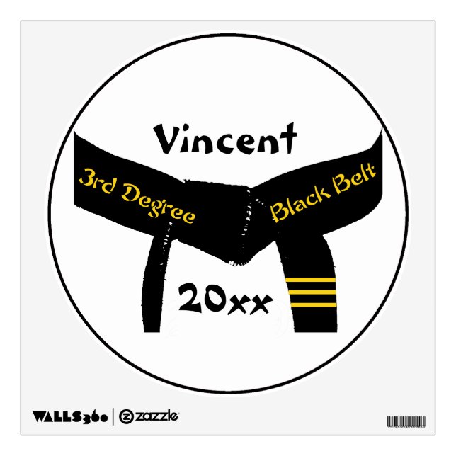 Martial Arts 3rd Degree Black Belt Wall Sticker (Front)