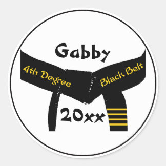 Martial Arts 4th Degree Black Belt Classic Round Sticker