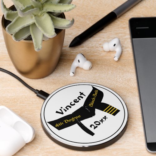 Martial Arts 4th Degree Black Belt Rank Wireless Charger