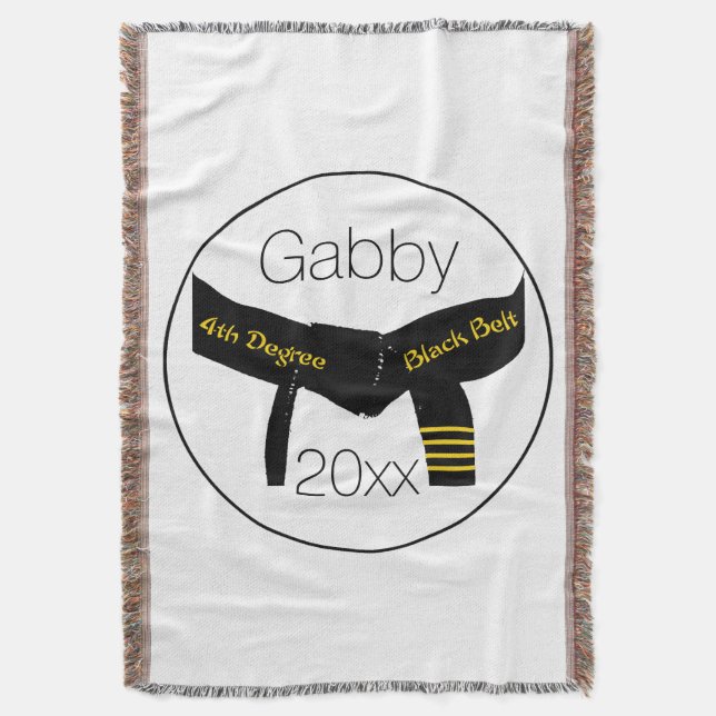Martial Arts 4th Degree Black Belt Throw Blanket (Front Vertical)