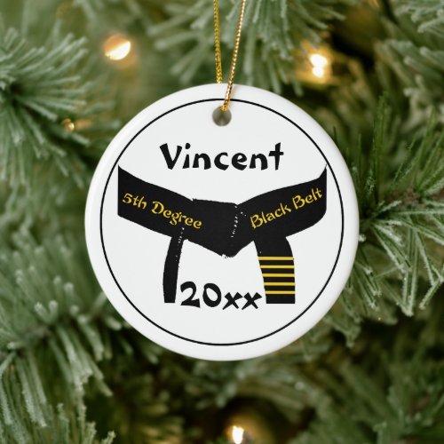 Martial Arts 5th Degree Black Belt Ceramic Ornament