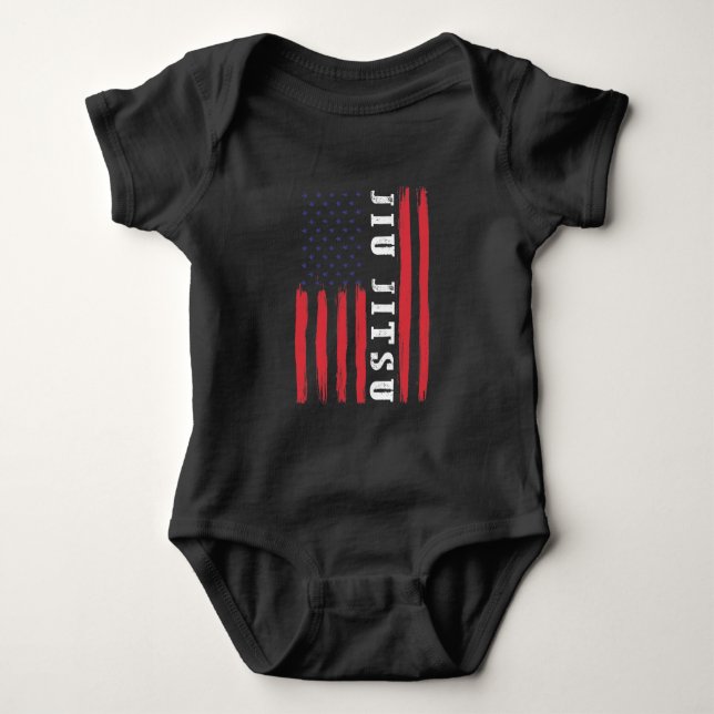 Martial Arts American Flag Brazilian Jiu Jitsu Baby Bodysuit (Front)