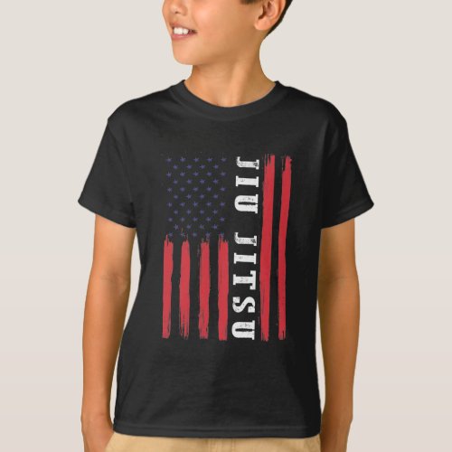 Martial Arts American Flag Brazilian Jiu Jitsu T_Shirt