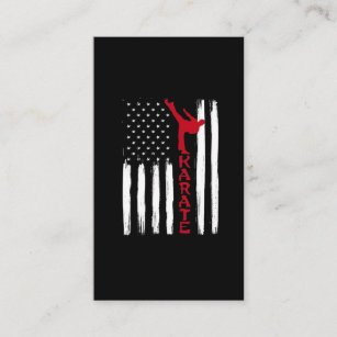 Martial Arts American Flag US Karate Fighter Business Card