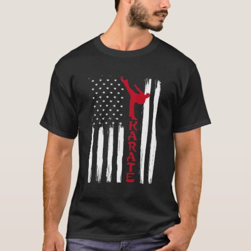 Martial Arts American Flag US Karate Fighter T_Shirt