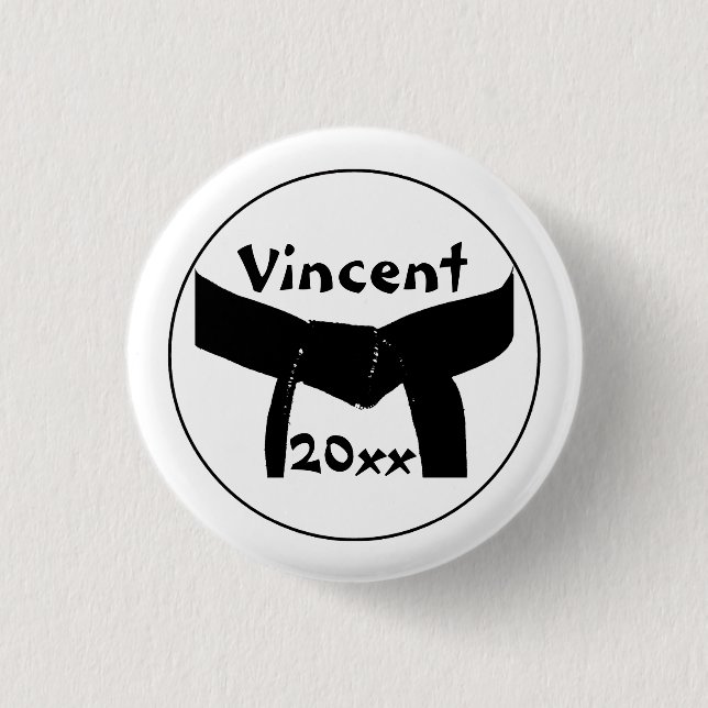 Martial Arts Basic Black Belt Button (Front)