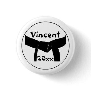 Martial Arts Basic Black Belt Button