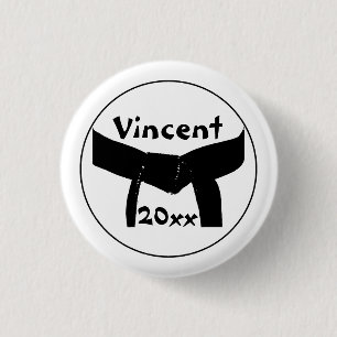 Martial Arts Basic Black Belt Button