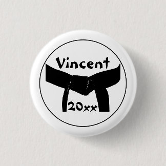 Martial Arts Basic Black Belt Button