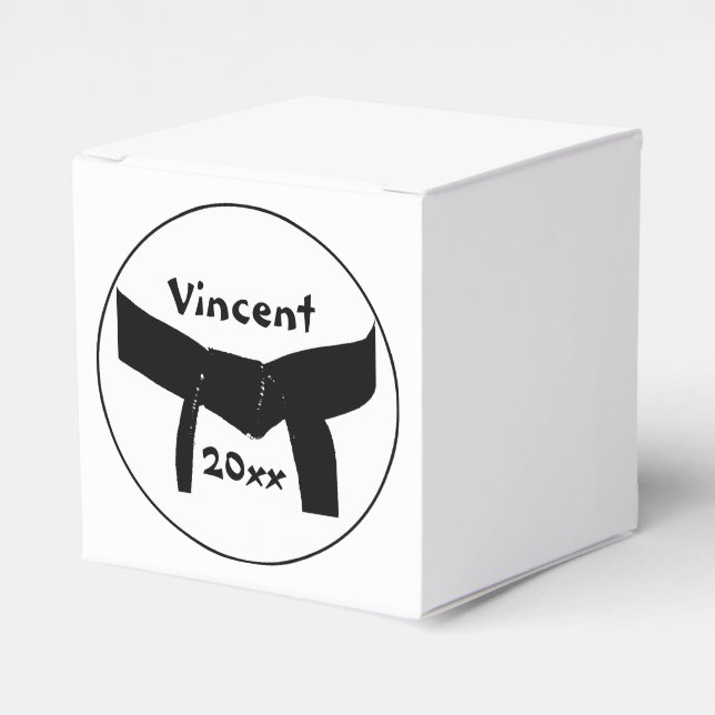 Martial Arts Basic Black Belt Favor Boxes (Front Side)