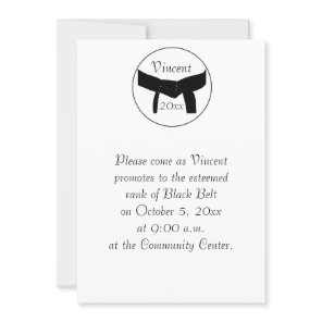 Martial Arts Basic Black Belt Promotion Test Invitation