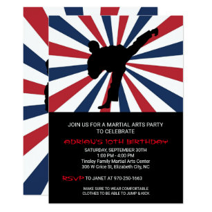 martial arts birthday invitations zazzle