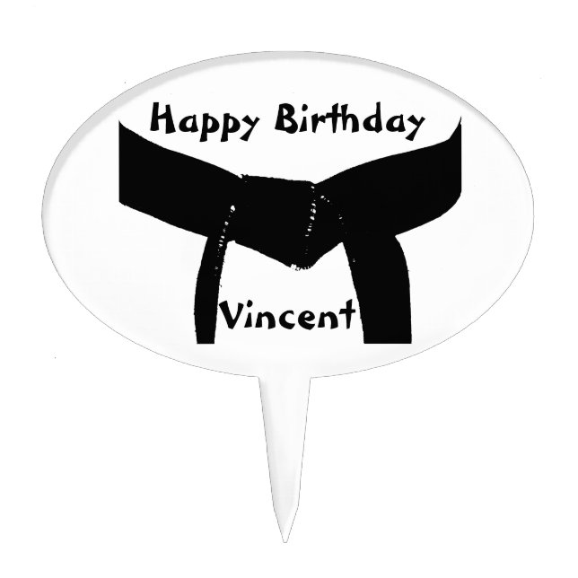 Martial Arts Black Belt Birthday Party Cake Topper (Front)