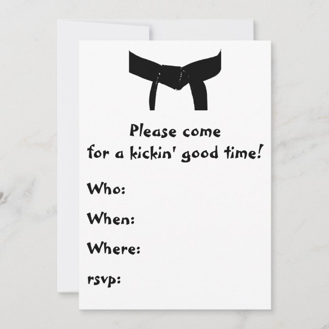Martial Arts Black Belt Birthday Party Invitation (Front)