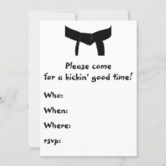 Martial Arts Black Belt Birthday Party Invitation