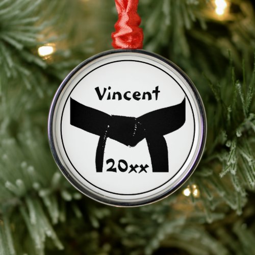 Martial Arts Black Belt Club Dated Metal Ornament