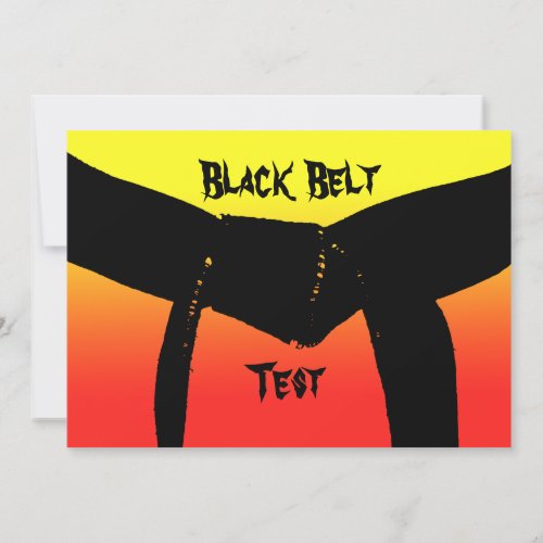 Martial Arts Black Belt Exam Red Yellow Invitation
