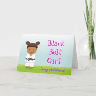 Martial Arts Black Belt Girl Congratulations Card