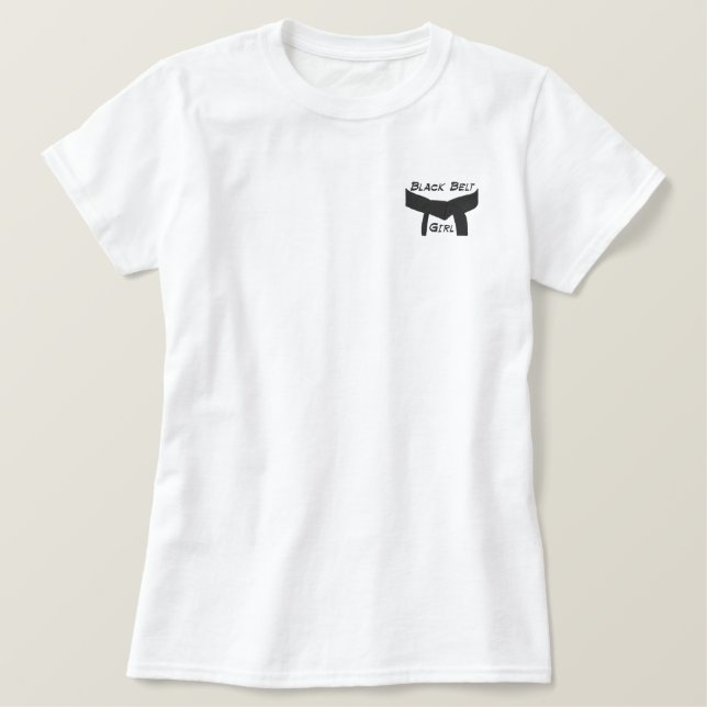 Martial Arts Black Belt Girl Embroidered Shirt (Design Front)