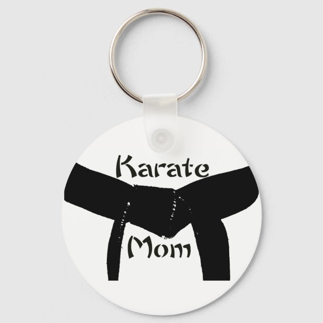 Martial Arts Black Belt Karate Mom Keychain (Front)