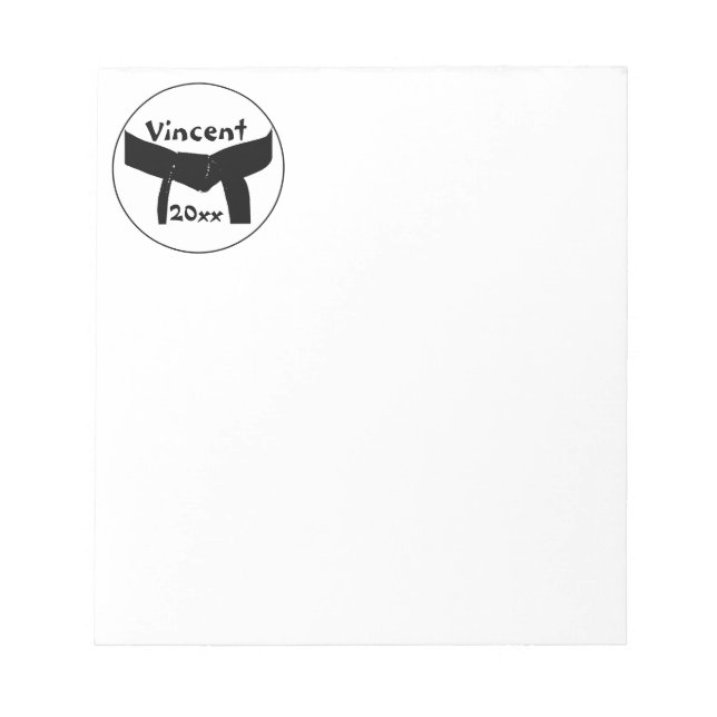 Martial Arts Black Belt Notepad (Front)