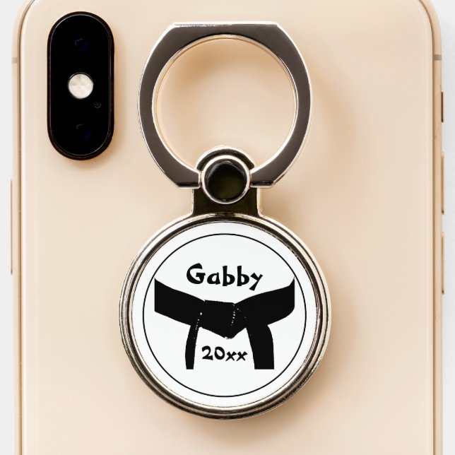 Martial Arts Black Belt Phone Ring Stand (Close Up)