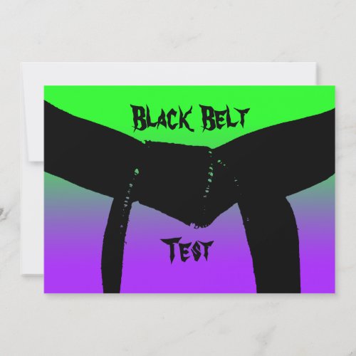Martial Arts Black Belt Rank Test green purple Invitation