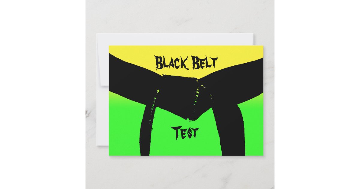 Martial Arts Black Belt Rank Test yellow green Invitation | Zazzle