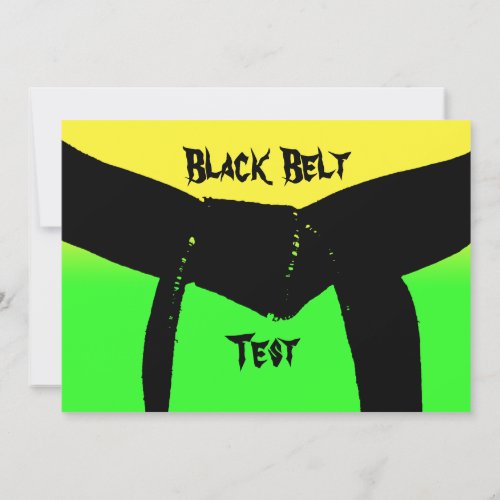 Martial Arts Black Belt Rank Test yellow green Invitation
