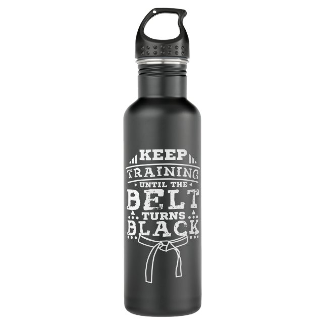 Martial Arts Black Belt Stainless Steel Water Bottle (Front)