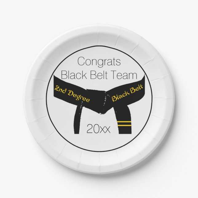 Martial Arts Black Belt Test Party Congratulations Paper Plates (Front)