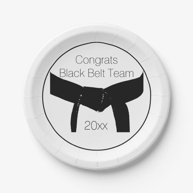 Martial Arts Black Belt Test Party Congratulations Paper Plates (Front)