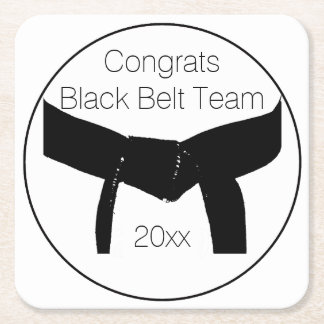 Martial Arts Black Belt Test Party Congratulations Square Paper Coaster