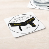 Martial Arts Black Belt Test Party Congratulations Square Paper Coaster (Angled)