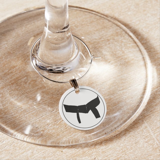 Martial Arts Black Belt Wine Charm (In Situ)