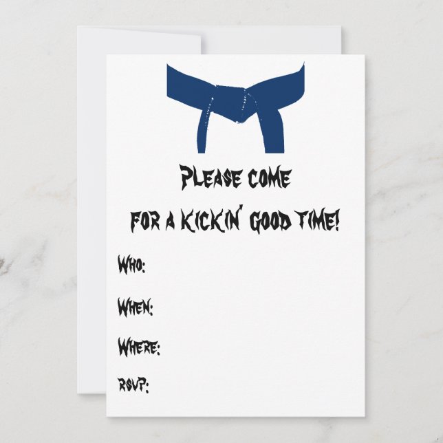 Martial Arts Blue Belt Birthday Party Invitation (Front)