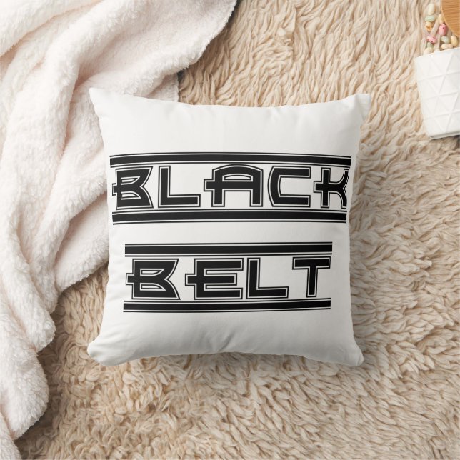 Martial Arts Bold Black Belt Throw Pillow (Blanket)