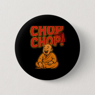 Martial Arts Boxing Humor Chop Chop Cartoon Priest Button