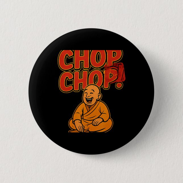 Martial Arts Boxing Humor Chop Chop Cartoon Priest Button (Front)