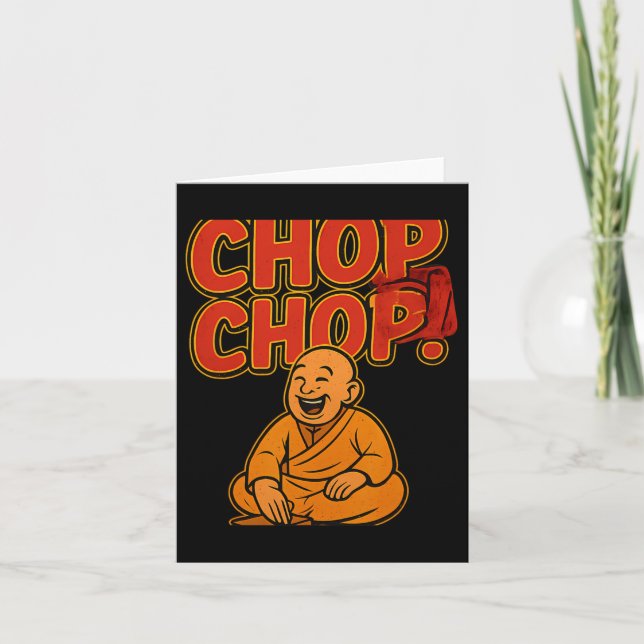 Martial Arts Boxing Humor Chop Chop Cartoon Priest Card (Front)