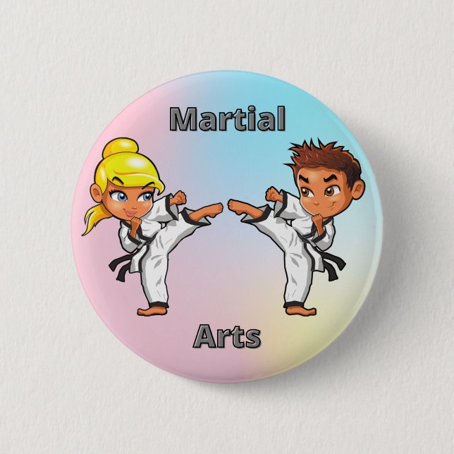 Martial Arts Boy and Girl  Button (Front)