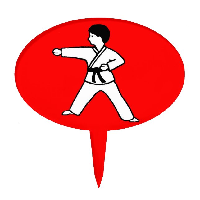 Martial Arts boy red cake topper (Front)