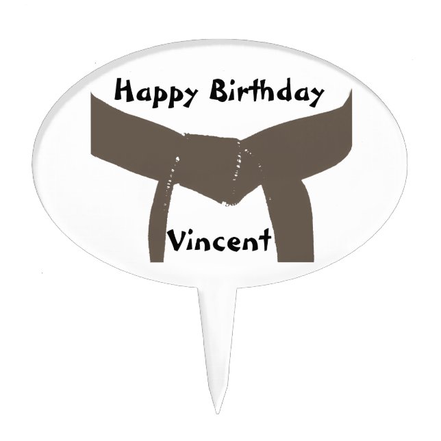 Martial Arts Brown Belt Birthday Party Cake Topper (Front)