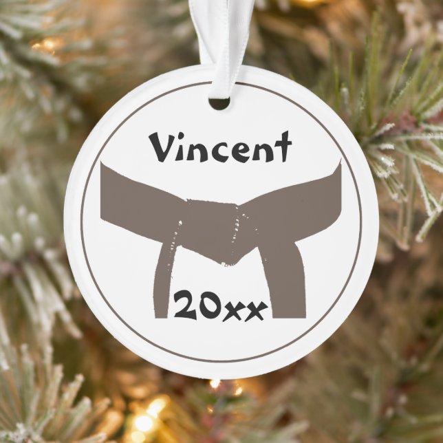 Martial Arts Brown Belt Dated Ornament (Tree)