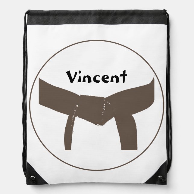 Martial Arts Brown Belt Drawstring Bag (Front)