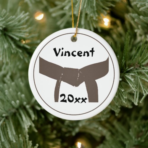 Martial Arts Brown Belt Rank Ceramic Ornament