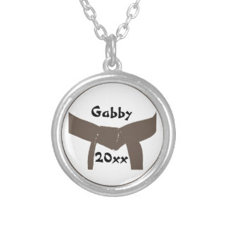 Martial Arts Brown Belt Silver Plated Necklace
