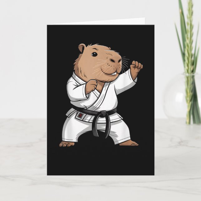 Martial Arts Capybara Funny Karate Taekwondo Jiu J Card (Front)