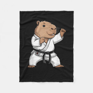 Martial Arts Capybara Funny Karate Taekwondo Jiu J Fleece Blanket